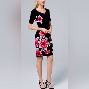 WHITE HOUSE BLACK MARKET WHBM floral geometric reversible dress NWT Sz L